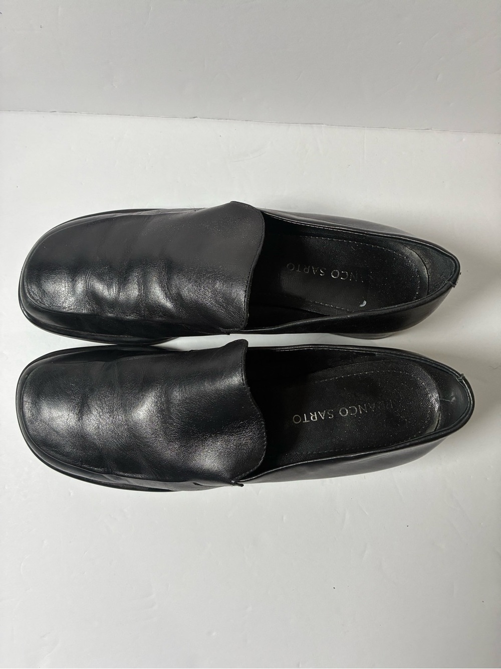 Franco Sarto Black Leather Slip-On Loafers - Picture 3 of 10